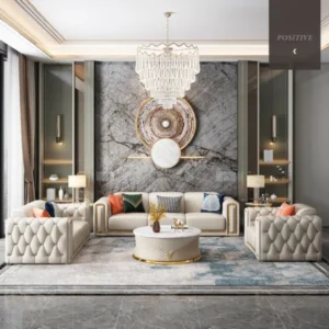 Dexter Modern Straight Line Chesterfield Sofa Set in Leatherette