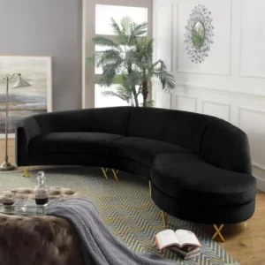 Modern Velvet Upholstered Curved Sofa