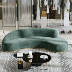 Modern Velvet Upholstered Curved Sofa - Green