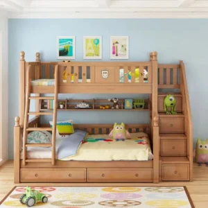 Multifunction Bunk Bed For Kids In Walnut Color