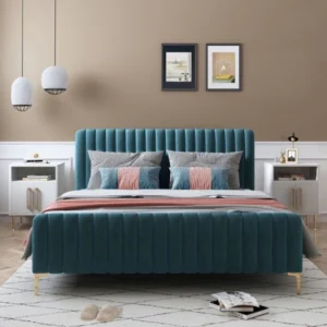Upholstered Bed Without Storage in Suede